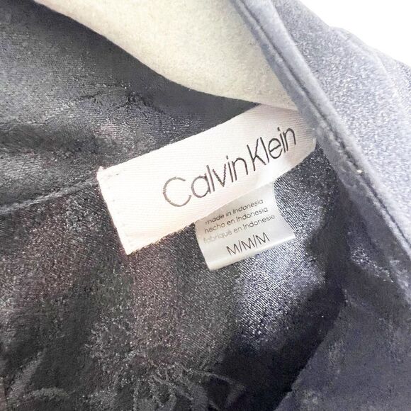 Calvin Klein Shirt Womens M Black Floral Mock Neck Sleeveless Keyhole Back Tank - Picture 4 of 6